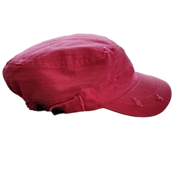 Cheveaux Girl's Pink Denim Distressed Painter's Cap - Picture 2 of 6